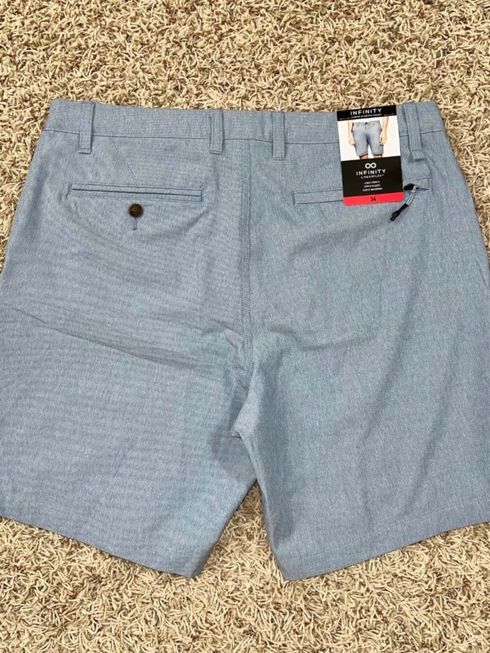 Infinity Men's Hybrid Stretch Shorts Blue, Size 34 (New)